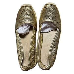 Burberry Espadrilles size 35 1/4 or a US size 4.5-5 gold leather